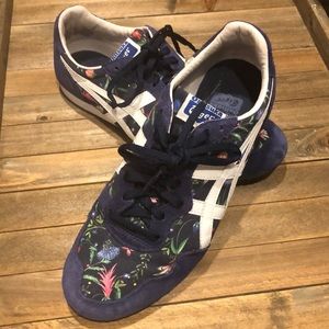 ASICS Onitsuka Tiger navy blue and floral sneakers